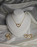 Open heart pendant with earrings and Ring