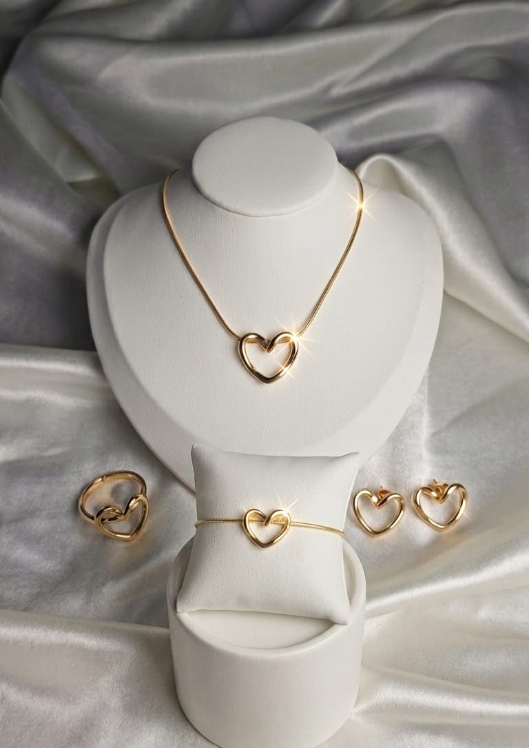 Open Heart Necklace
(Earrings, Ring & Bracelet 4-Piece combo )