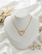 Anti-Tarnish Open Heart Necklace Set