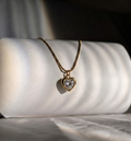 Crystal Heart Bezel Pendant or Minimalist Heart pendant (anti-tarnish)