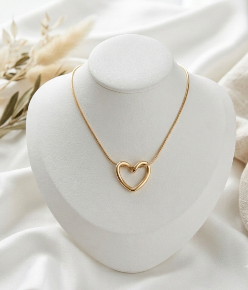 Anti-Tarnish Open Heart Necklace