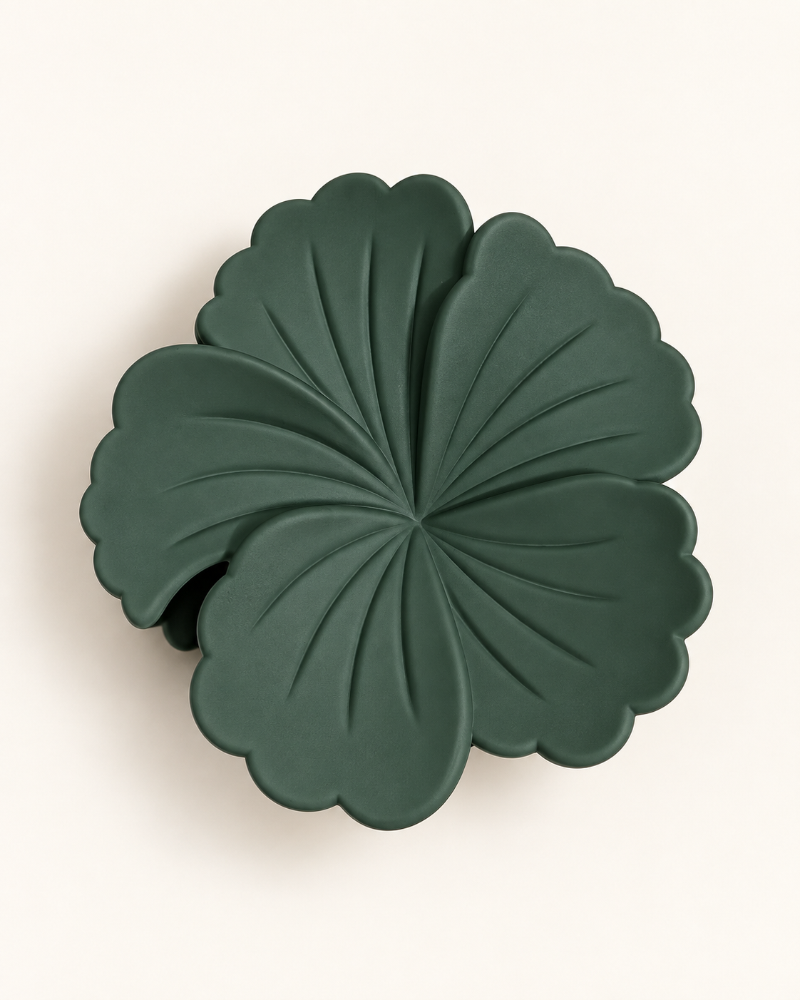 Satin Flower Hair Claw Clip — Forest Green