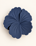 Satin Flower Hair Claw Clip — Navy