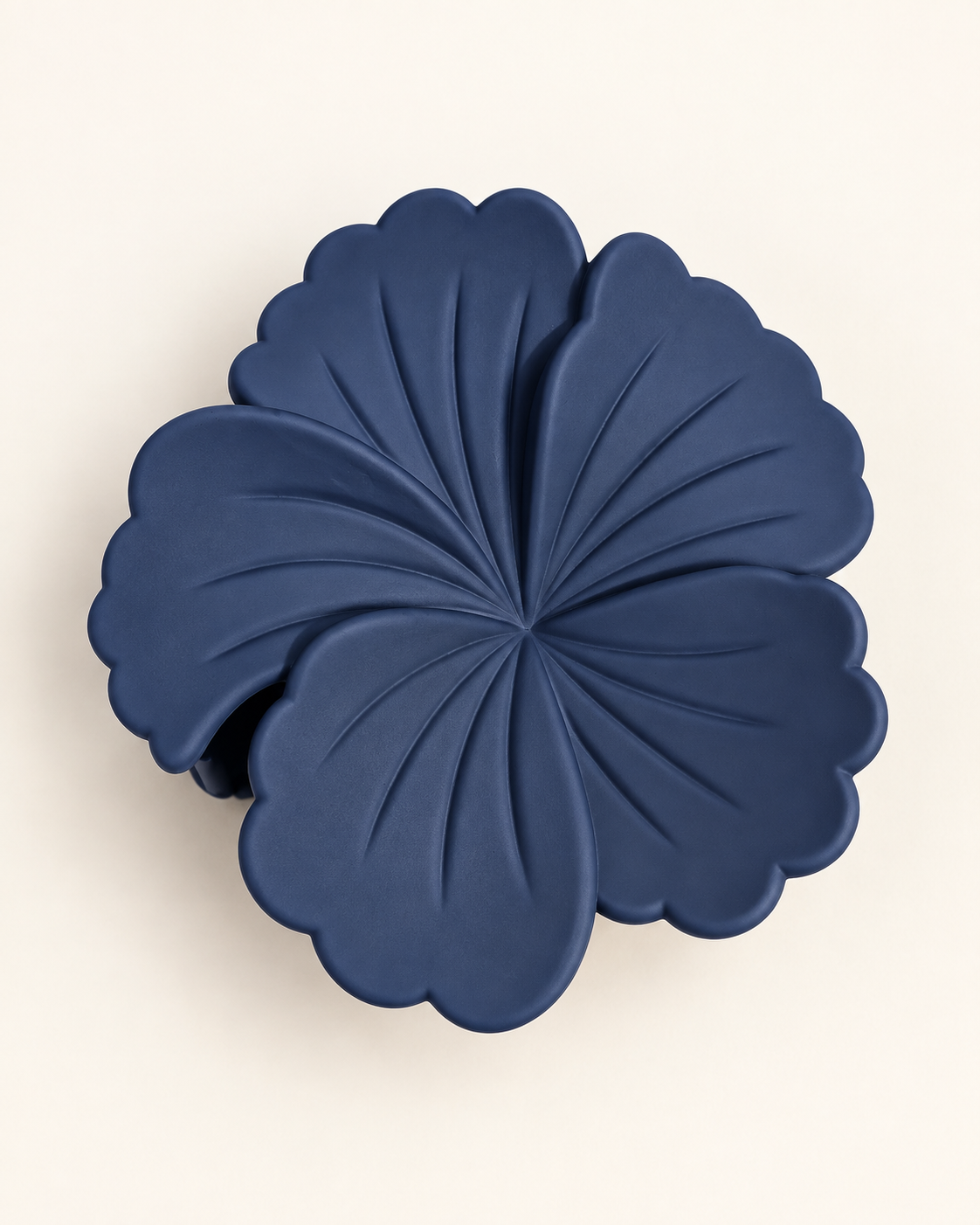 Satin Flower Hair Claw Clip — Navy