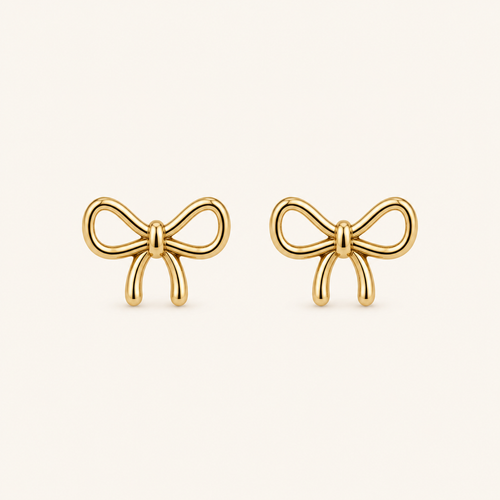 Anti-Tarnish Small Gold Bow Tie Stud Earrings — product photo