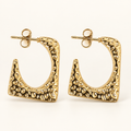 Textured geometric U hoop earrings in gold tone